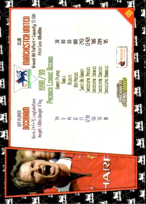 Hovedbilde DAVID BECKHAM 1999-00 Merlin Premier Gold Soccer ...