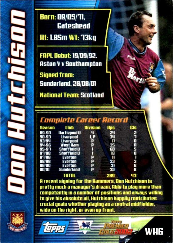 2001-02 Topps Premier Gold 2002 Star Signing Don Hutchison #WH6