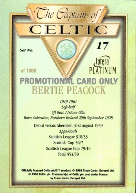 Hovedbilde 1998 Futera Platinum The Captains of Celtic Promo ...