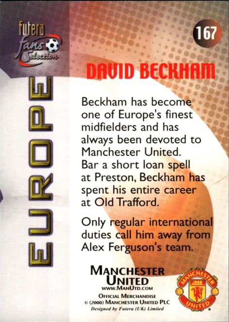Hovedbilde David Beckham #167 Manchester United Europe FA ...