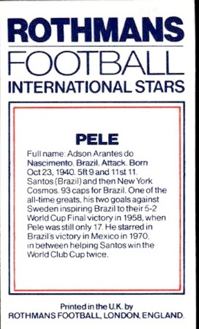 Main Image 1984 ROTHMANS FOOTBALL SOCCER INTERNATIONAL STARS ...