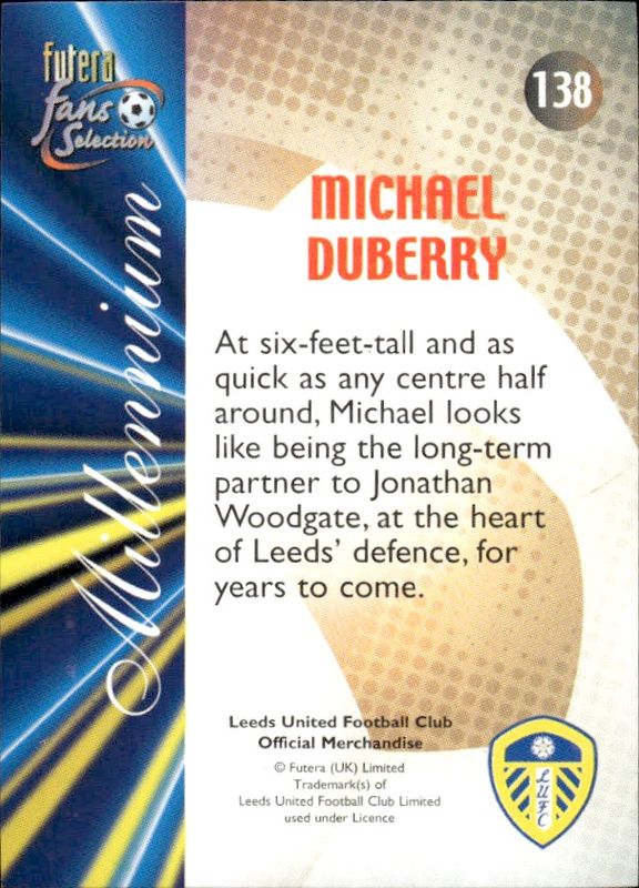 leeds united trading cards futera millennium MICHAEL DUBERRY  22 carat gold gilded edges