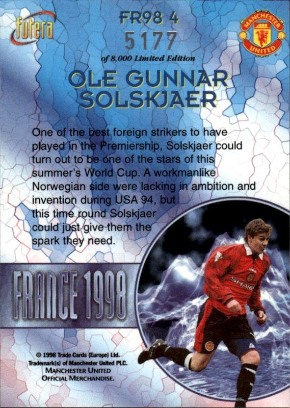 Ole Gunnar Solskjær France 98 FR4 #5177/10000