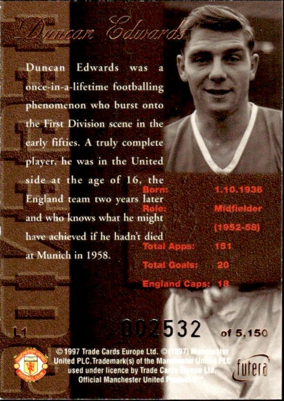 DUNCAN EDWARDS Legends 97 Bronze L1 #2532/5150