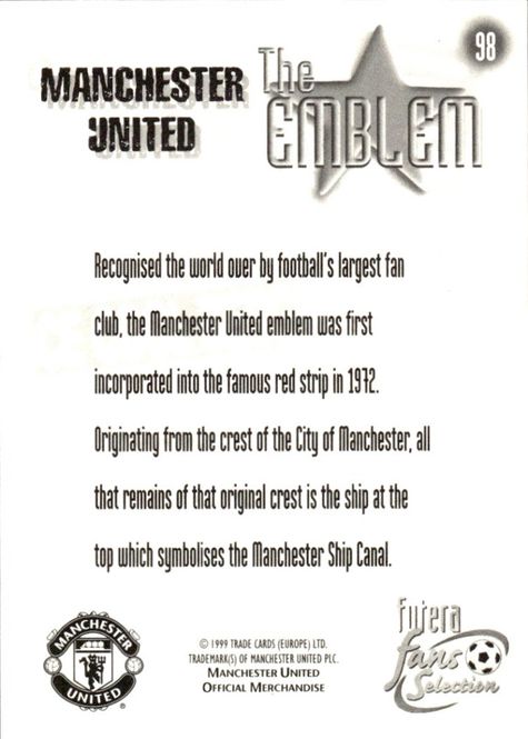 Main Image 1999 Futera Fans Selection Manchester United The ...