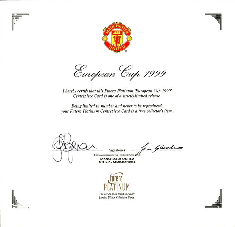 XXL CARD FUTERA 1999 MANCHESTER UNITED CENTERCARD EUROPEAN CHAMPIONS 1999