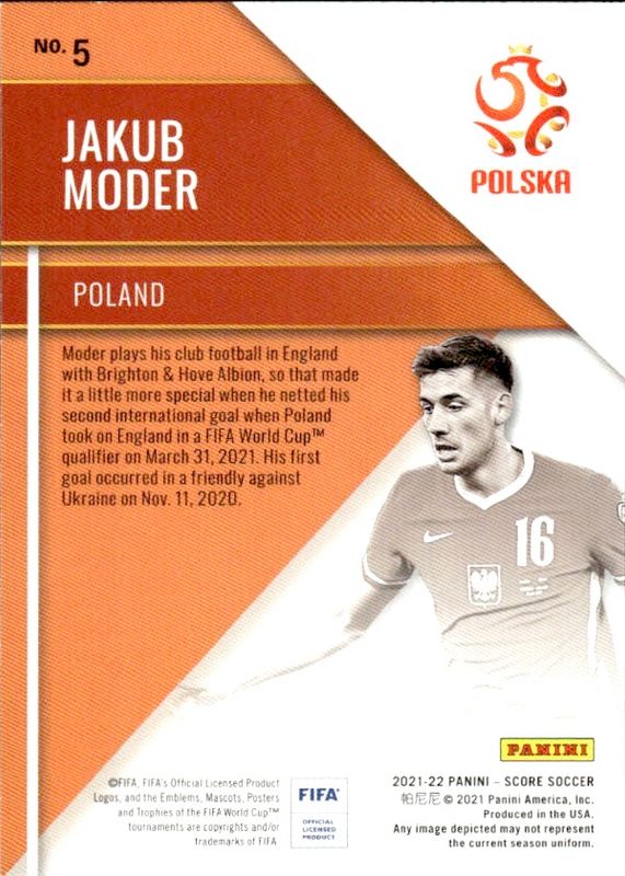 2021-22 Panini SCORE FIFA - Hot Rookies - 5 JAKUB MODER Poland