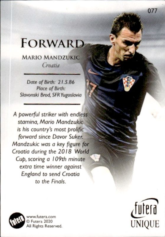 FUTERA UNIQUE 2020 MARIO MANDZUKIC CROATIA
