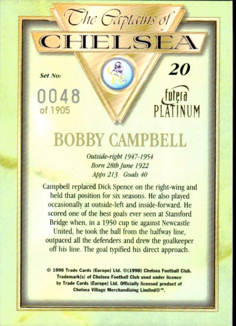 Main Image 1998 Futera Platinum The Captains of Chelsea ...
