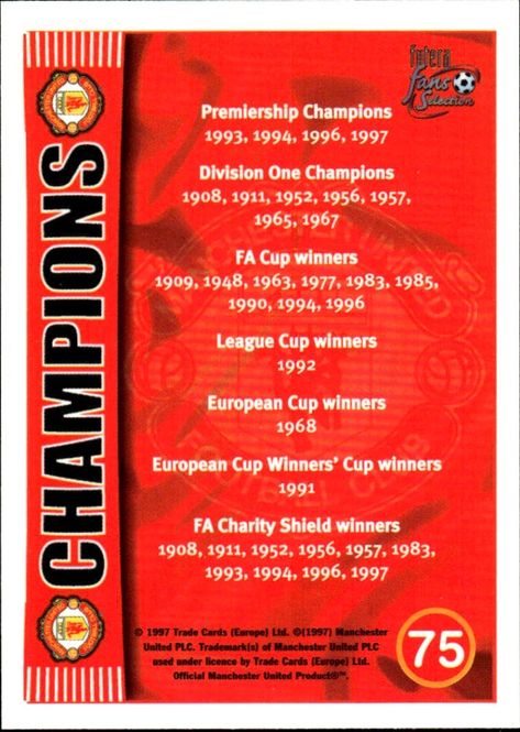 Hovedbilde Futera Manchester United Fans Selection 1997 ...