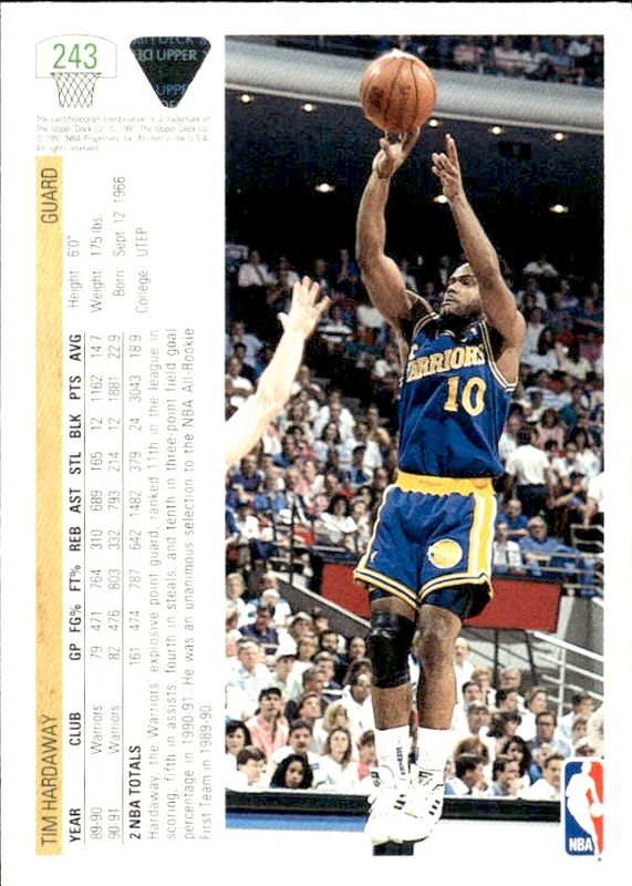 1991-92 Upper Deck International Tim Hardaway Golden State Warriors #52