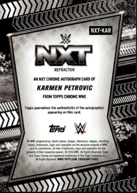 2026 Topps Chrome WWE Karmen Petrovic NXT On Card Auto 