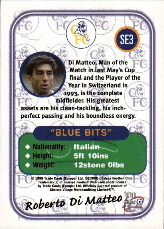ROBERTO Di MATTEO 1998 Futera Chelsea SPECIAL EDITION EMBOSSED Card #SE3