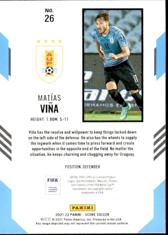 2021-22 Panini Score FIFA Red Lava Matias Vina #26 Rookie RC