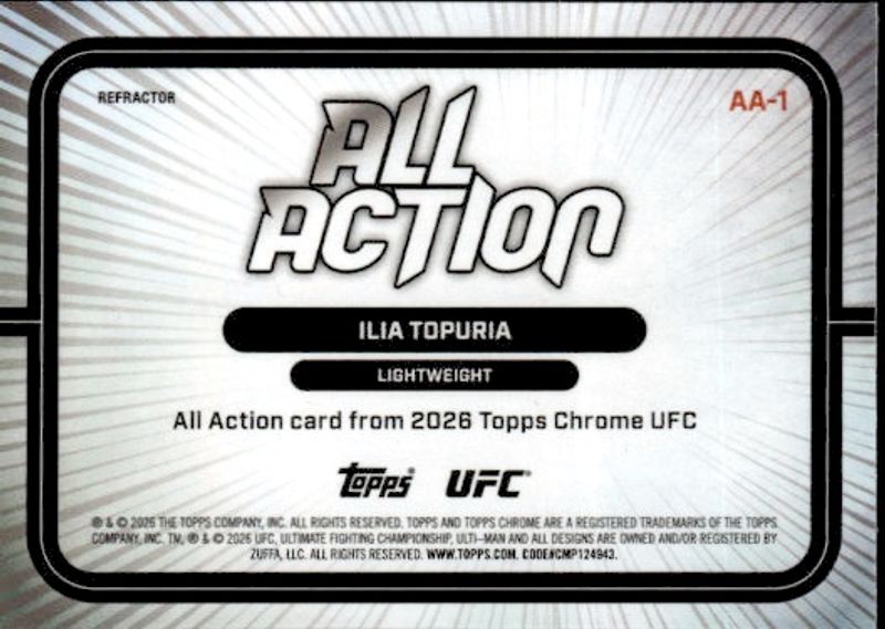 Topps Chrome 2026 UFC MMA Ilia Topuria All Action Refractor