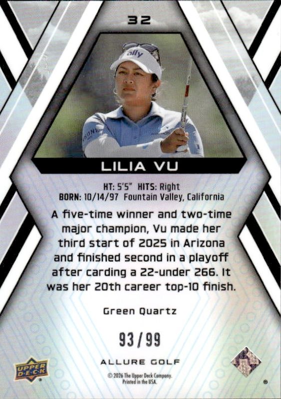 2026 ALLURE GOLF GREEN QUARTZ #32 LILIA VU #93/99