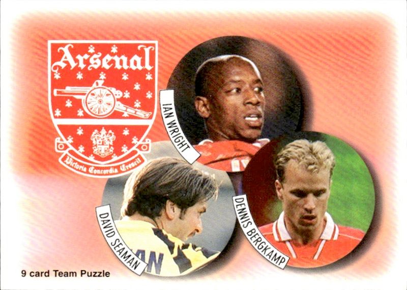 Arsenal 1997 Futera #7 Dennis Bergkamp, David Seamanand Ian Wright