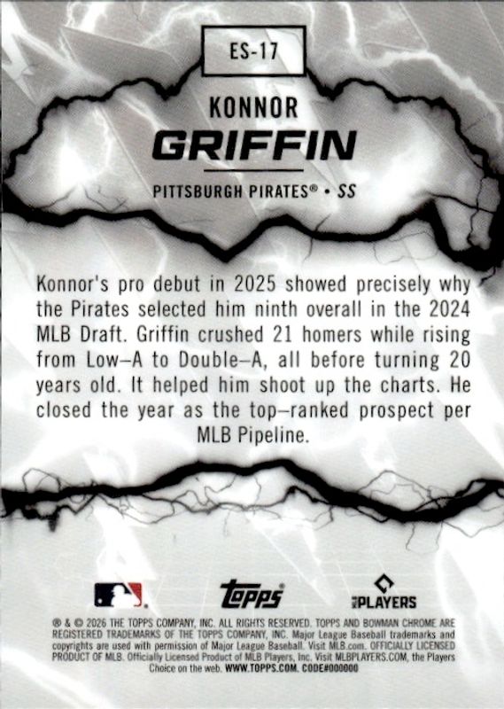 Konnor Griffin 2026 Bowman Chrome MOJO Refractor Electric Sluggers#ES17 Pirates