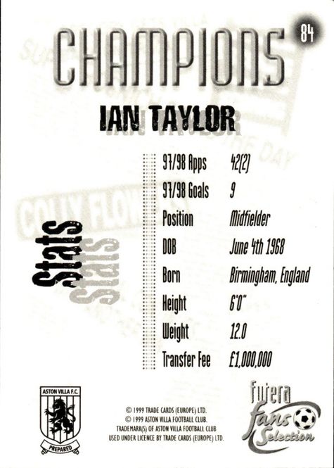 Main Image 1999 FUTERA FANS SELECTION ASTON WILLA IAN TAYLOR ...