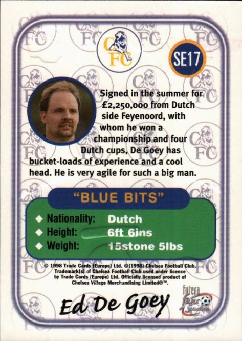 Hovedbilde Futera Fans Selection 1998 Chelsea PLAYERD ...