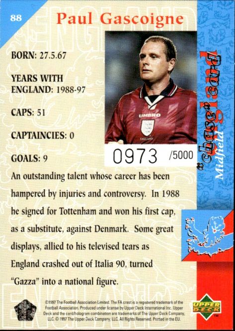 Hovedbilde 1997-98 Upper Deck England Three Lions 0973/5000 ...