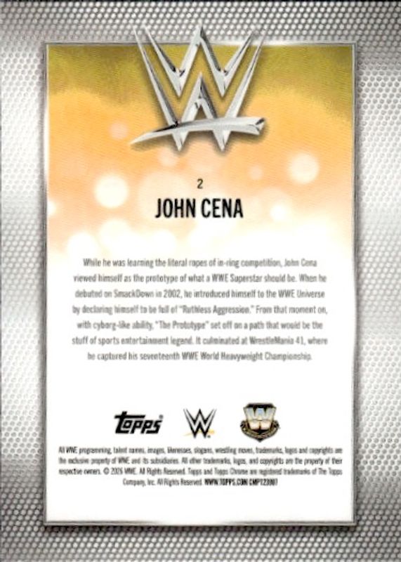 2026 Topps Chrome WWE Base #2 John Cena