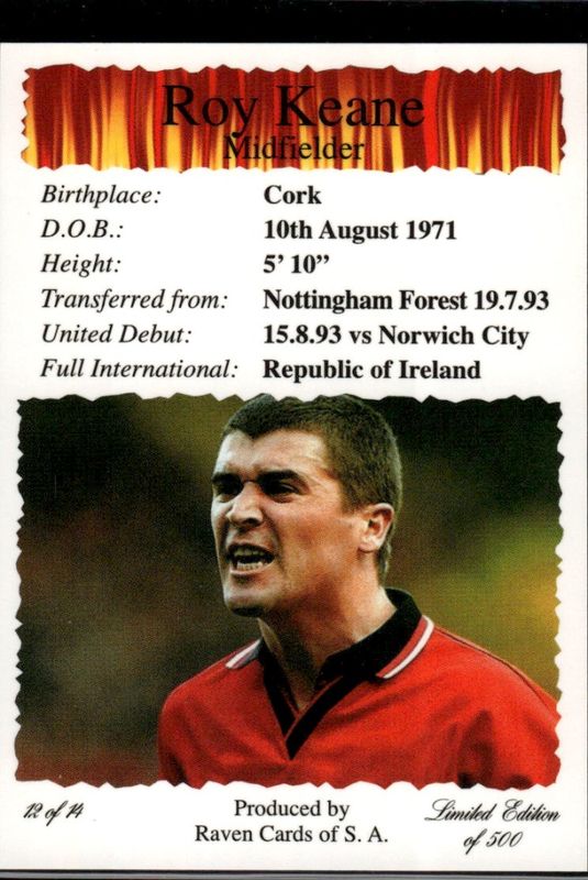 ROY KEANE RED DEVILS RAVEN #12 OF 14
