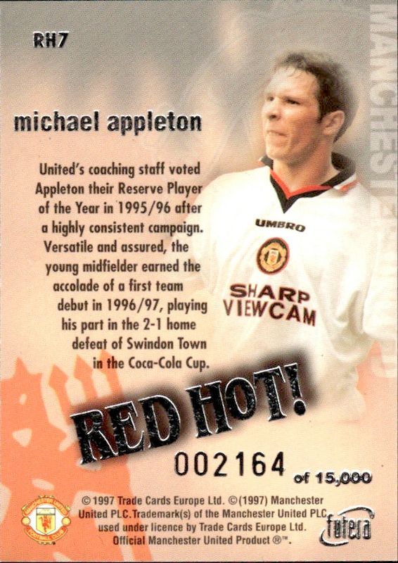 Michael Appleton RED HOT 97 SILVER RH7 #2164/15000