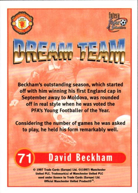 Main Image 1997-98 Futera Manchester United Fans' Selection ...