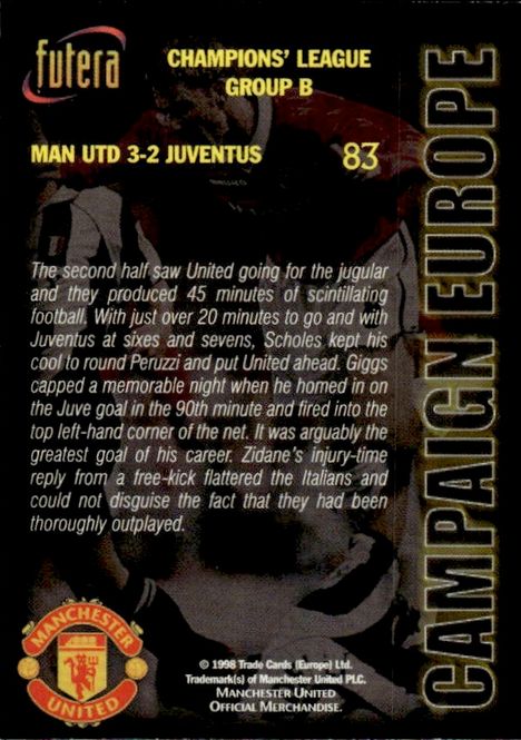 Main Image 1998 Futera Manchester United FC #84 CLASH OF THE ...