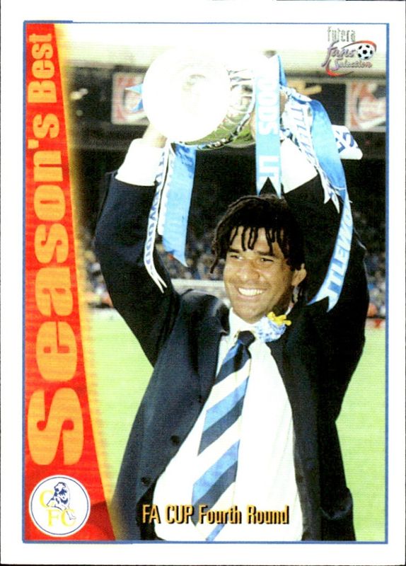 RUUD GULLIT Signed 1998 Futera Chelsea Fans Selection SEASON'S BEST Card #49