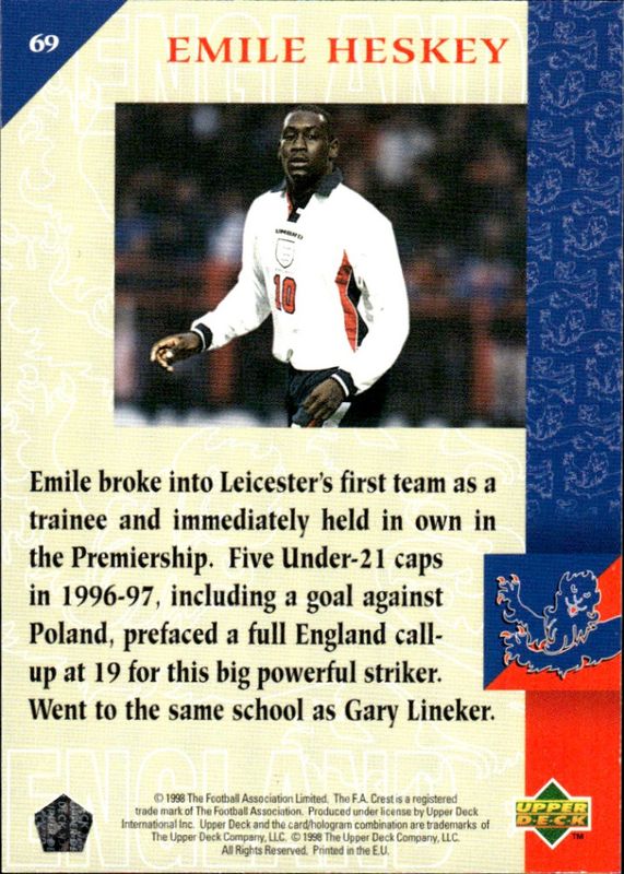 1997 Upper Deck England Soccer Card - EMILE HESKEY ROOKIE 