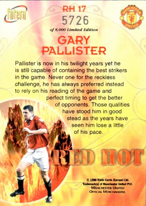 Hovedbilde Gary Pallister Red Hot 98 RH17 #5726/8000