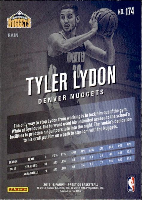 Main Image 2017-18 Panini Prestige Rookies Rain Tyler Lydon ...