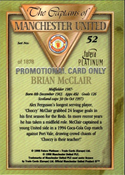 Hovedbilde 1998 Futera Platinum The Captains of Manchester ...