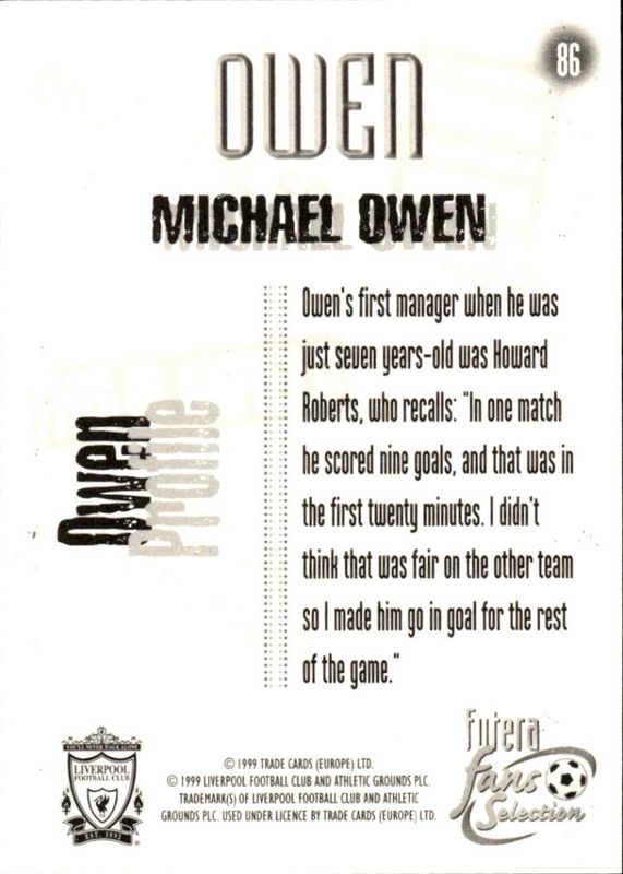 MICHAEL OWEN 1999 Futera Soccer Card LIVERPOOL #86 PLAYERS EDITION CHROME FOIL
