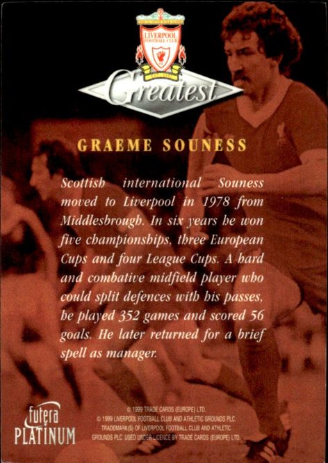 Main Image 1999 Futera Platinum Liverpool Greatest Graeme ...