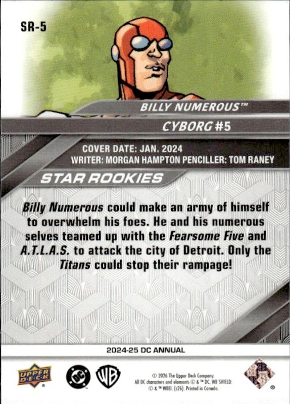 2024-25 Upper Deck DC Annual Star Rookies Billy Numerous SR-5