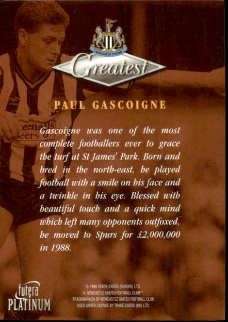 Hovedbilde 1999 Futera Platinum Newcastle United Greatest ...