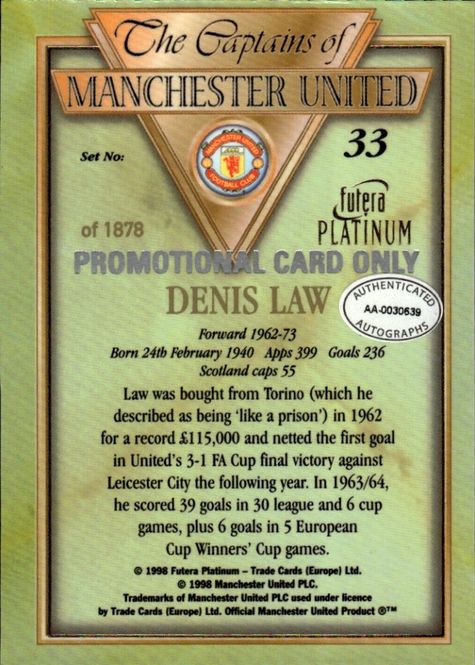 Main Image 1998 Futera Platinum The Captains of Manchester ...