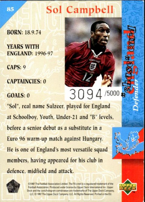 Hovedbilde 1997-98 Upper Deck England Three Lions #3094/5000 ...