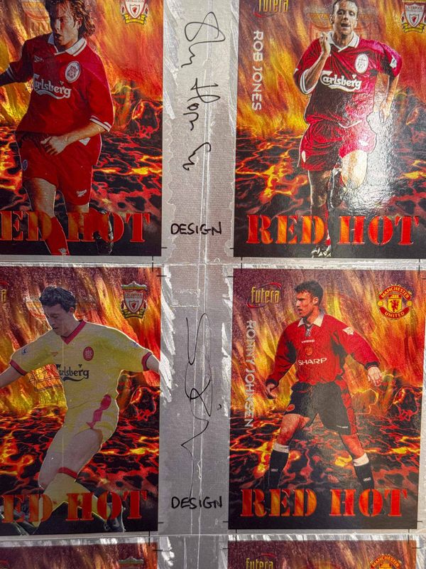 FUTERA 1998 FRANCE / RED HOT MANCHESTER UNITED/ LIVERPOOL UNCUTT SHEET #9 OF 25 MADE  