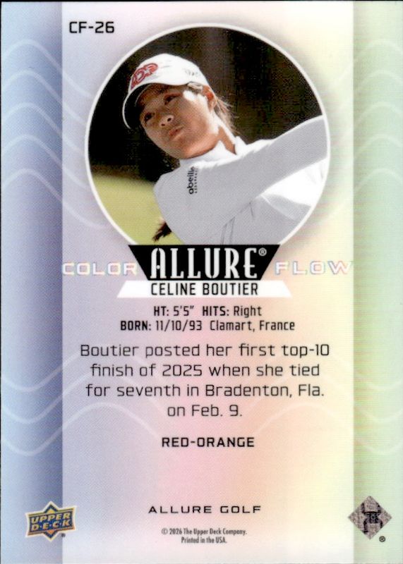 2026 Upper Deck Allure #CF-26 Celine Boutier Color Flow Red-Orange