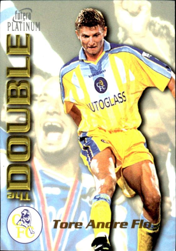 1998 Futera Platinum Chelsea The Double /400 SILVER GILDED EDGES Tore Andre Flo #DB14