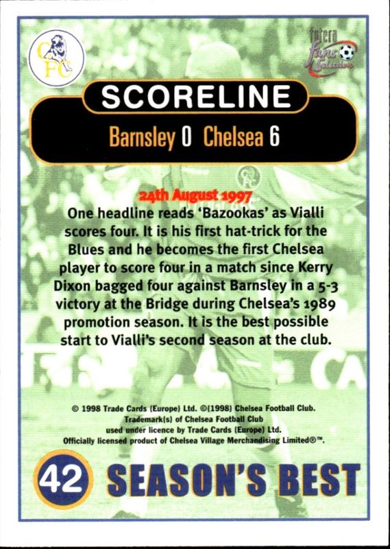 1998 FUTERA FANS SELECTION - SEASON'S BEST - CHELSEA No 42