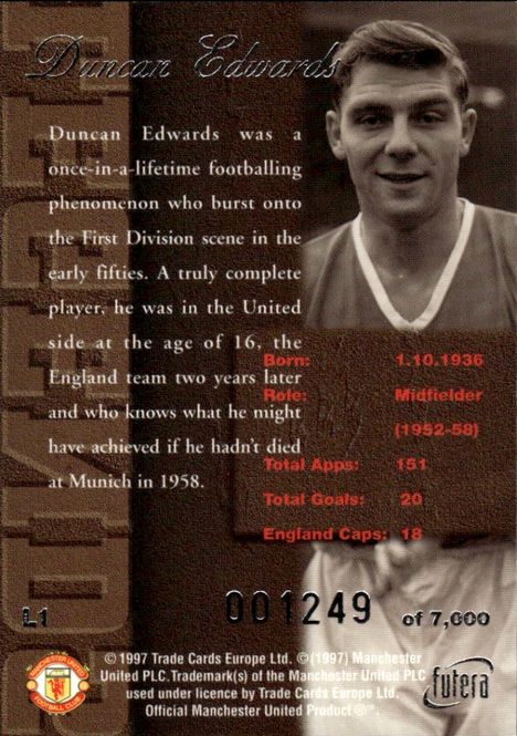Main Image DUNCAN EDWARDS Legends L1 Silver #1249/7000
