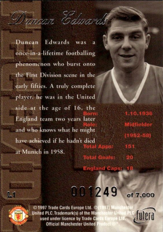 DUNCAN EDWARDS Legends L1 Silver #1249/3500