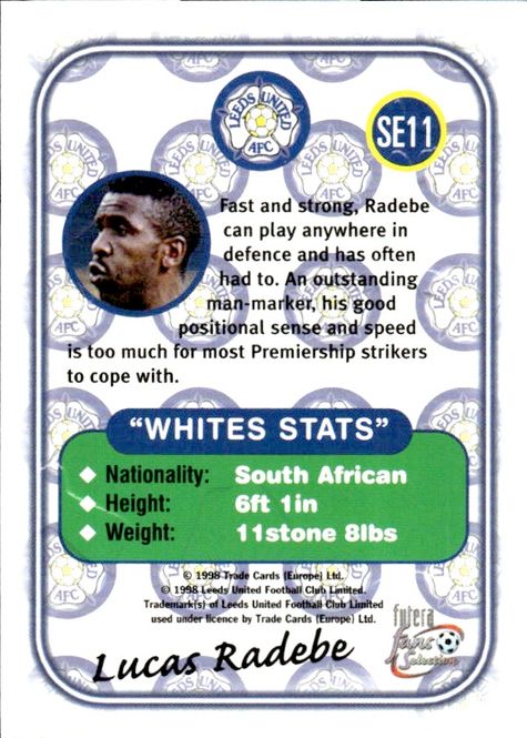 Hovedbilde FUTERA FANS SELECTION LEEDS 1998 LUCAS RADEBE ...