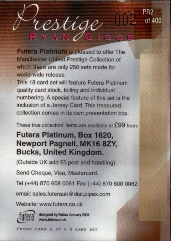 2001 Futera Platinum Prestige Manchester United Promo 002/400 Ryan Giggs #PR2