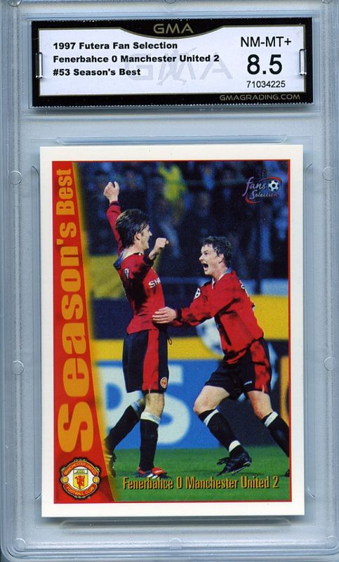 1997 Futera Fans Selection Manchester United David Beckham Ole Gunnar Solskjaer GMA 8,5